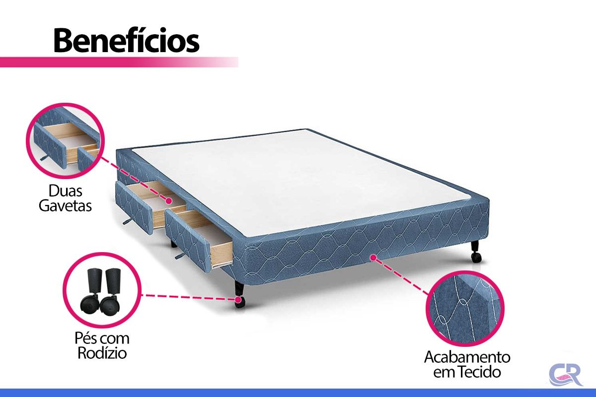 Cama Box Castor Poli Blue Cama Box Castor Poli Blue