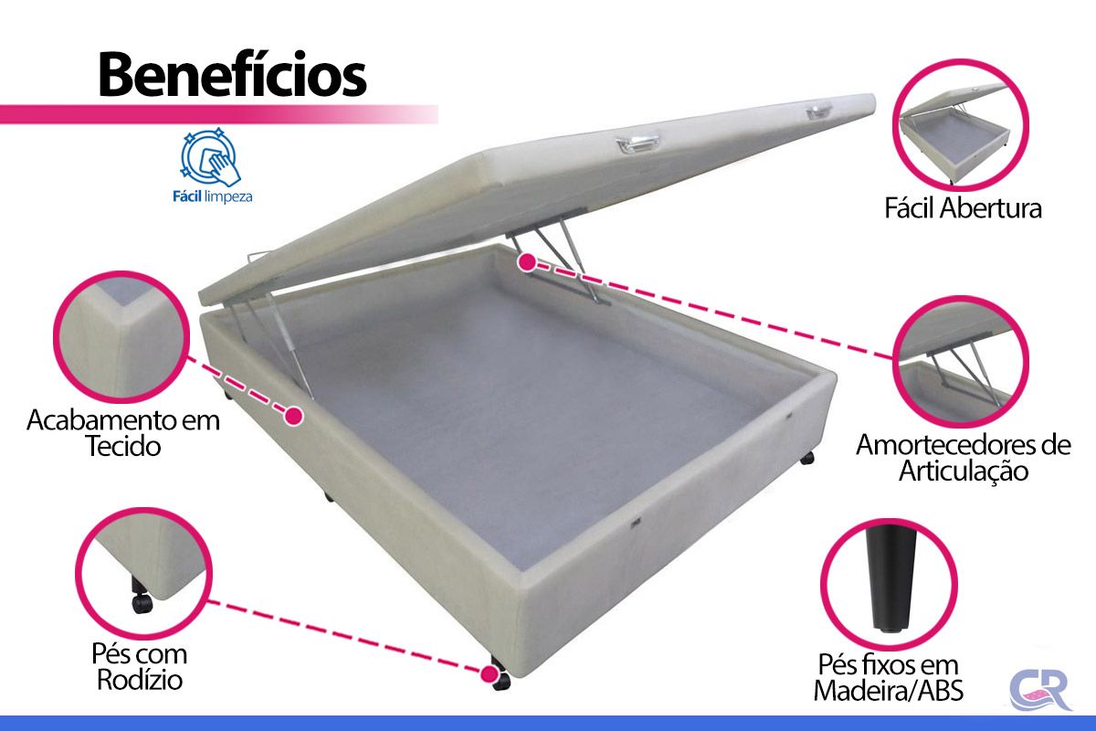 Cama Box Baú Castor Vellus Clean