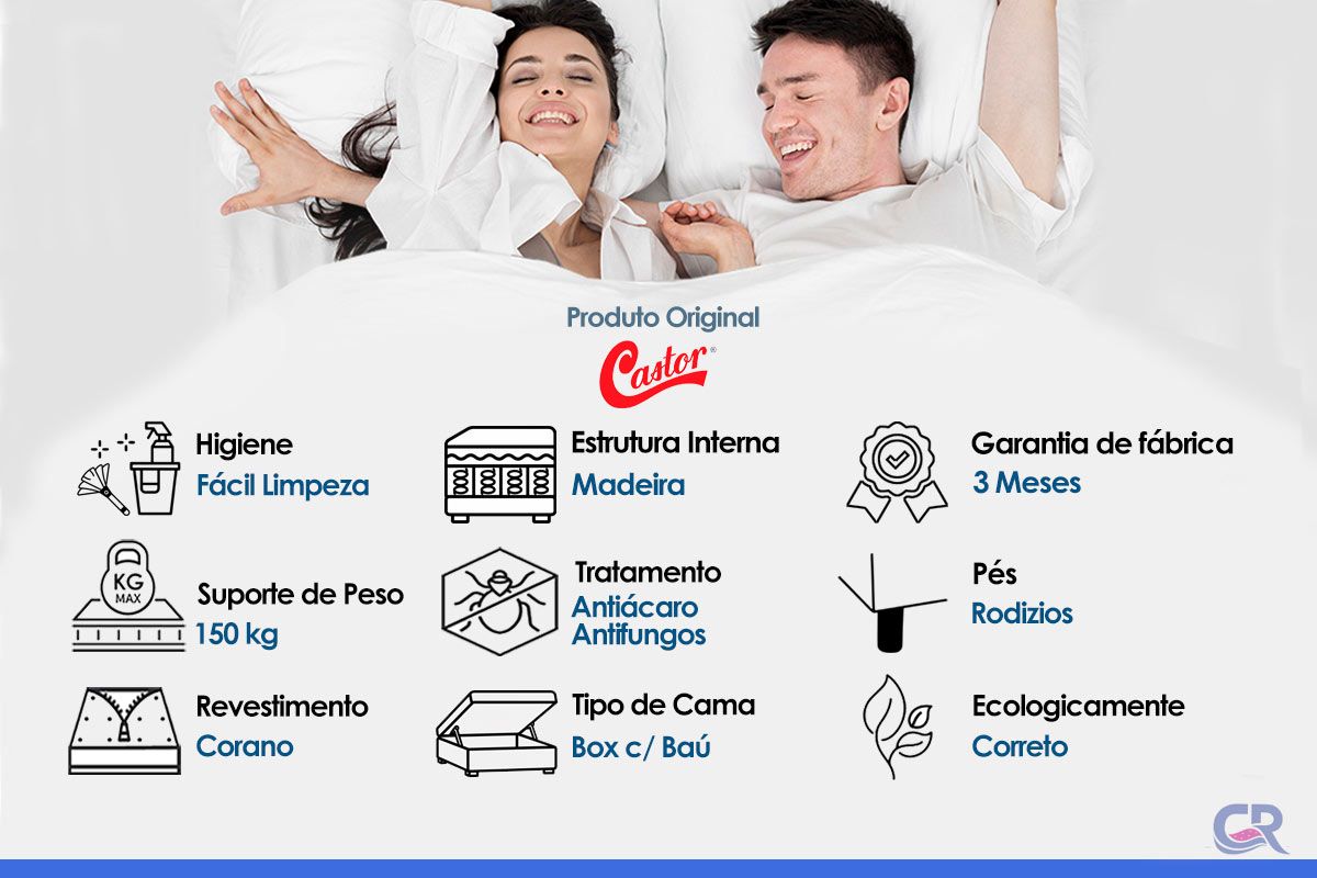 Cama Box Baú Castor Corano White New Cama Box Baú Castor Corano White New