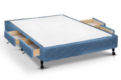 Cama Box Base c/ Gavetas Poli Tecido Blue - Castor
