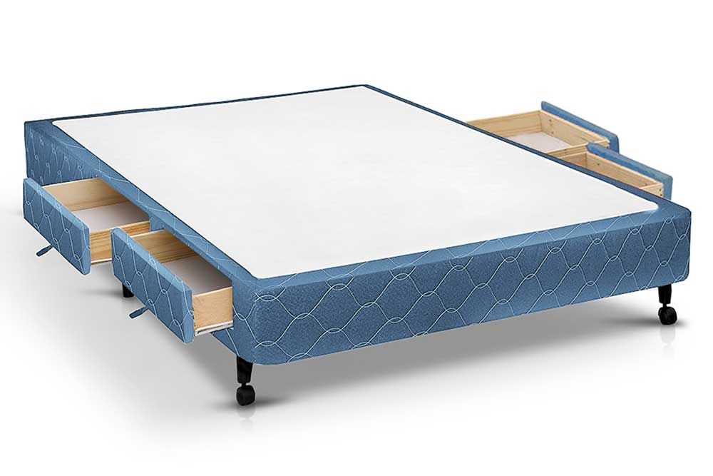 Cama Box Castor Poli Blue