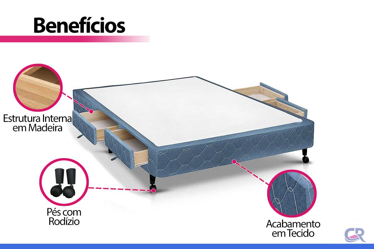 Cama Box Castor Poli Blue Cama Box Castor Poli Blue