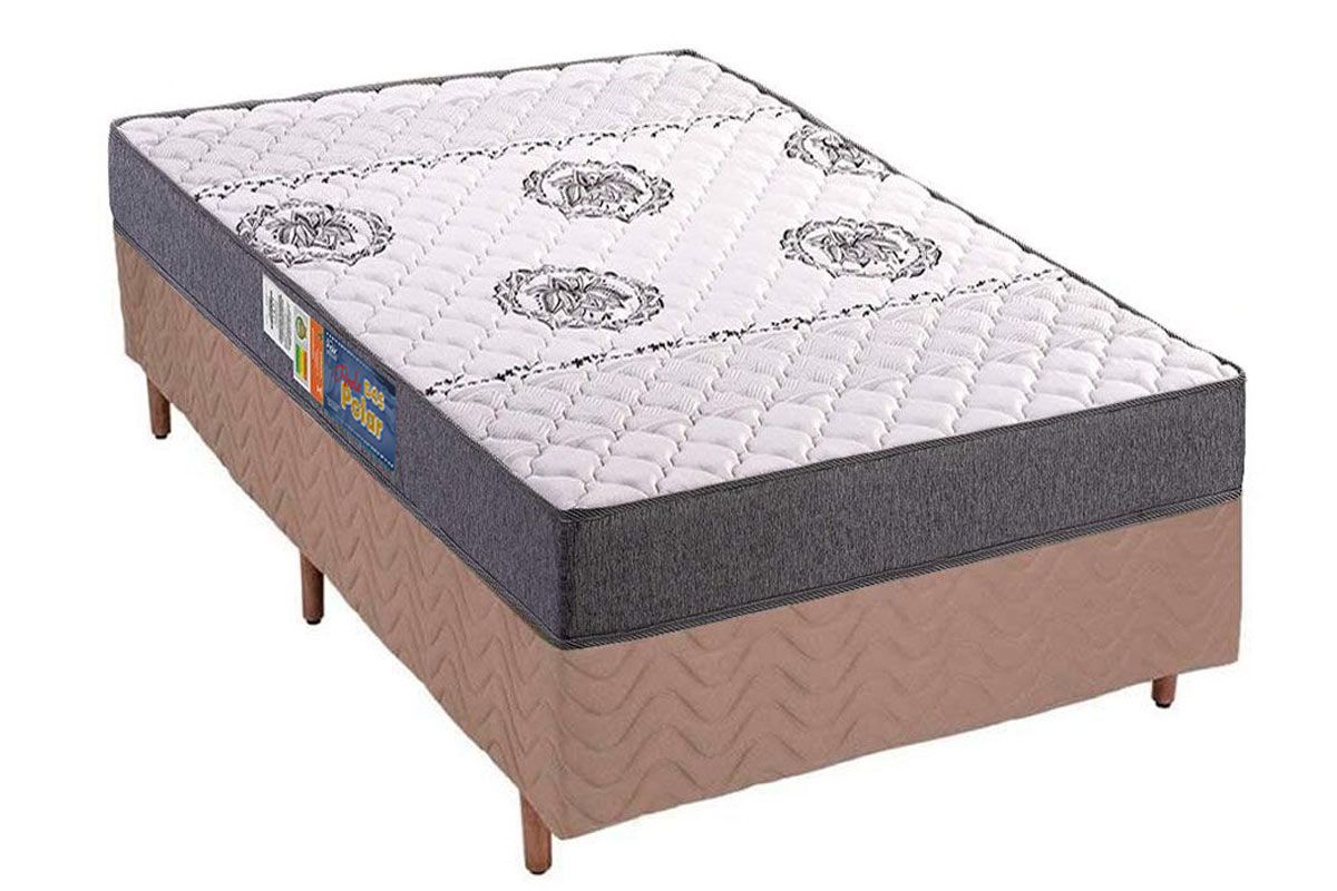 Cama Box CRC +Colchão Espuma D45 Pérola Polar
