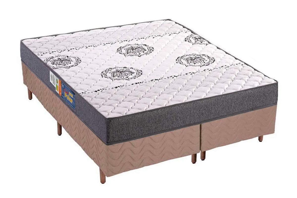Cama Box CRC +Colchão Espuma D45 Pérola Polar