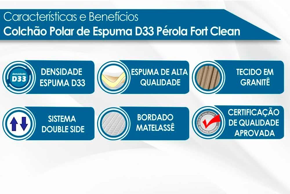 Cama Box Filhão +Colchão Espuma D33 Pérola Polar