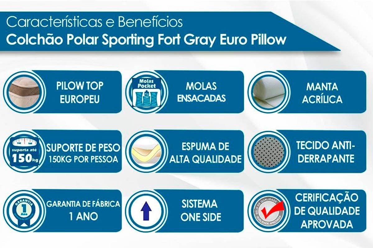 Cama Box CRC +Colchão Molas Sporting Polar