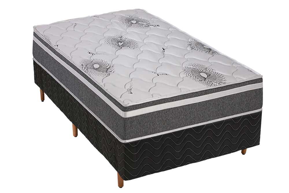 Cama Box CRC +Colchão Espuma D33 Pérola Polar