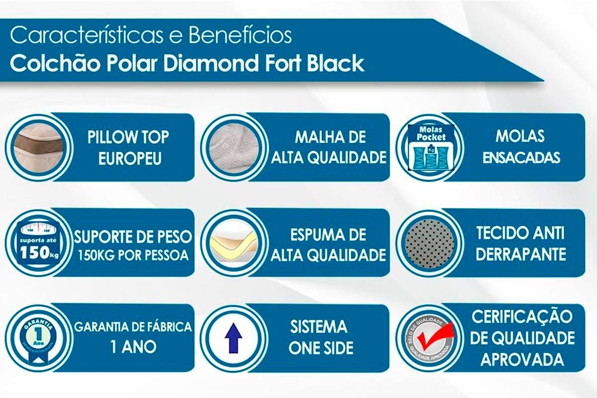 Cama Box CRC +Colchão Molas Diamond Polar