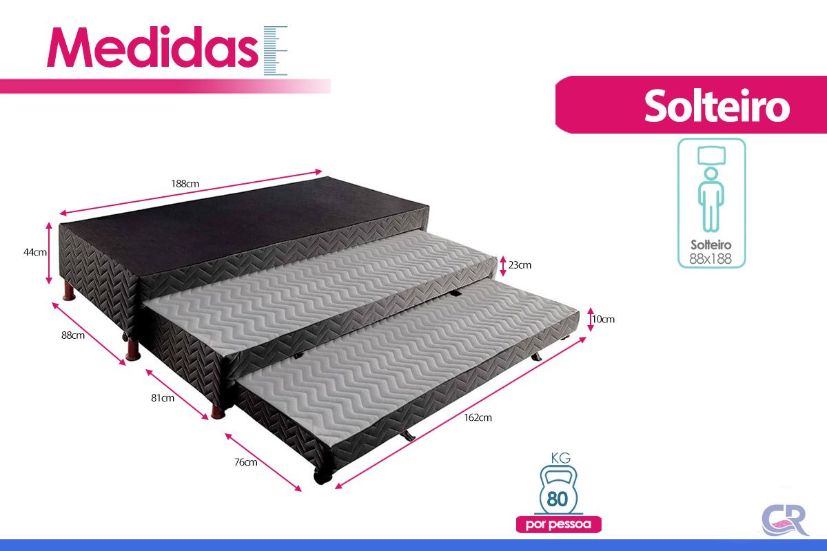 Cama Box c/2 Auxiliares Tribox Black Paropas Cama Box c/2 Auxiliares Tribox Black Paropas