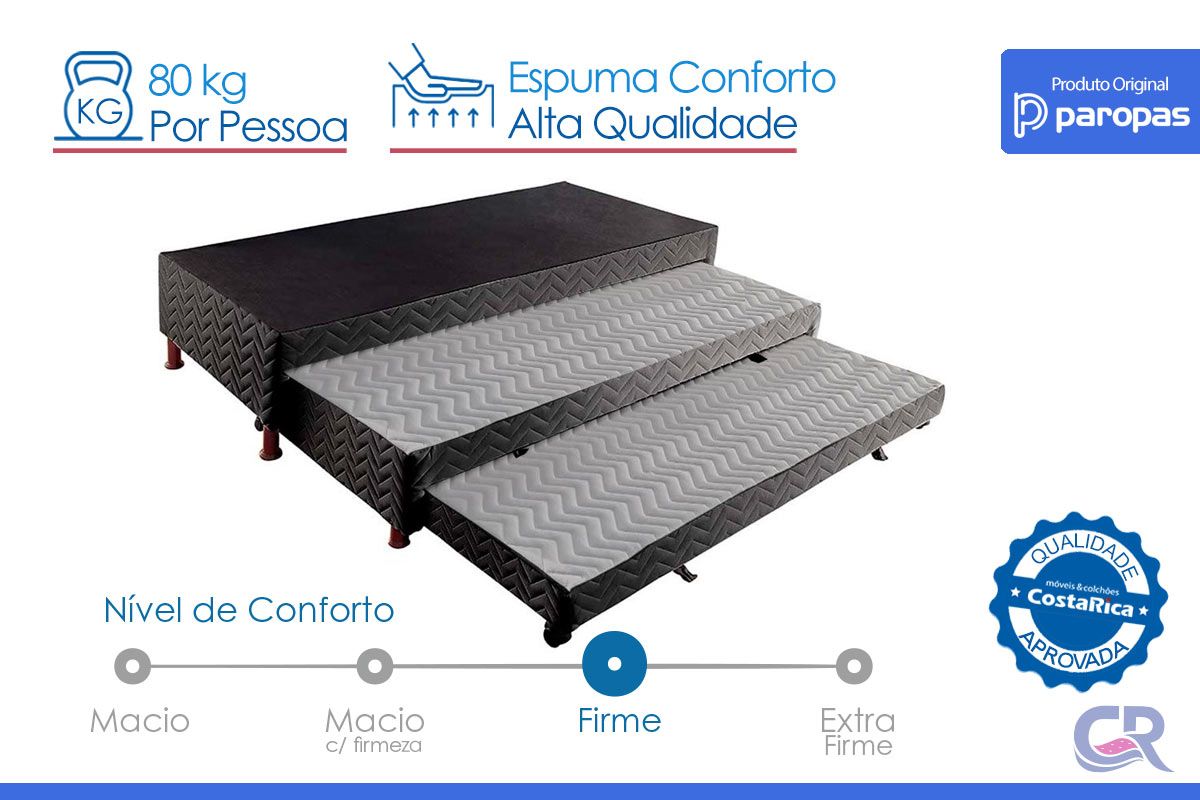Cama Box c/2 Auxiliares Tribox Black Paropas Cama Box c/2 Auxiliares Tribox Black Paropas
