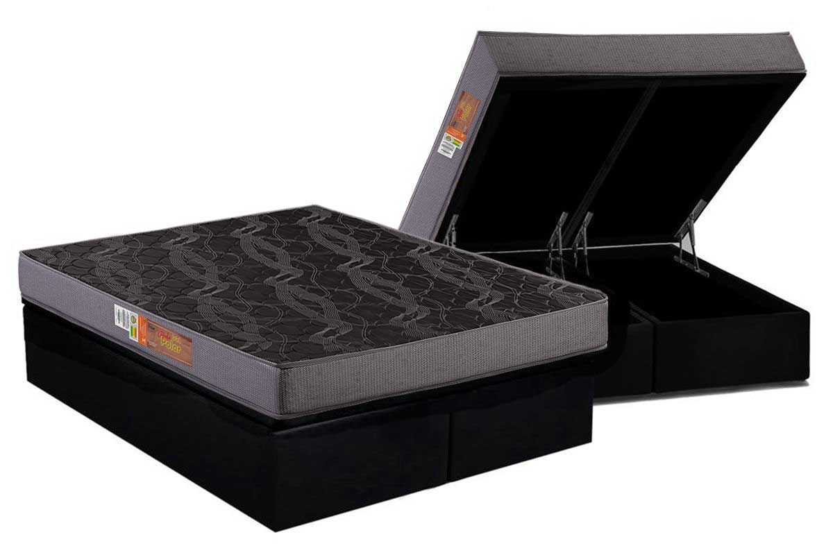 Cama Box Baú CRC +Colchão Espuma D23 Pérola Polar
