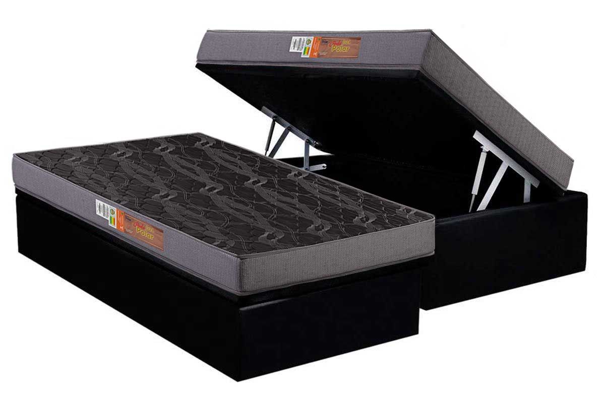 Cama Box Baú CRC +Colchão Espuma D23 Pérola Polar