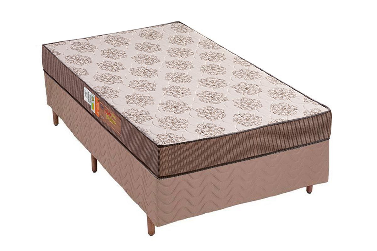 Cama Box CRC +Colchão Espuma D28 Pérola Polar