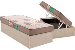 Cama Box Baú Filhão +Colchão Espuma D33 Pérola Polar