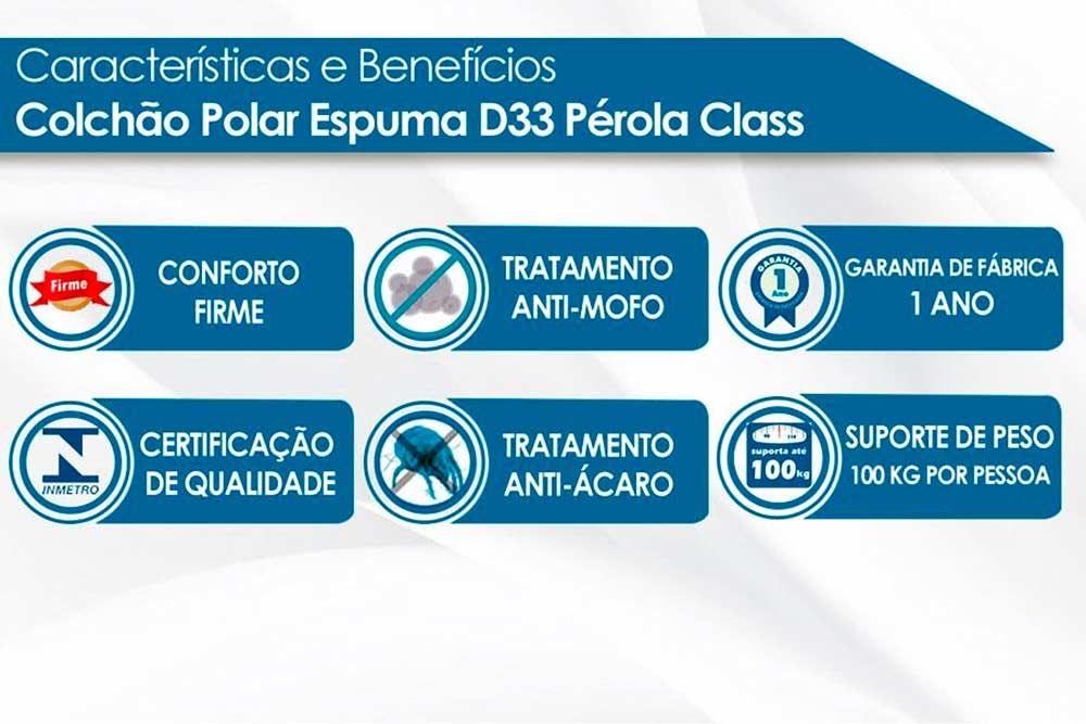 Cama Box Filhão +Colchão Espuma D33 Pérola Polar
