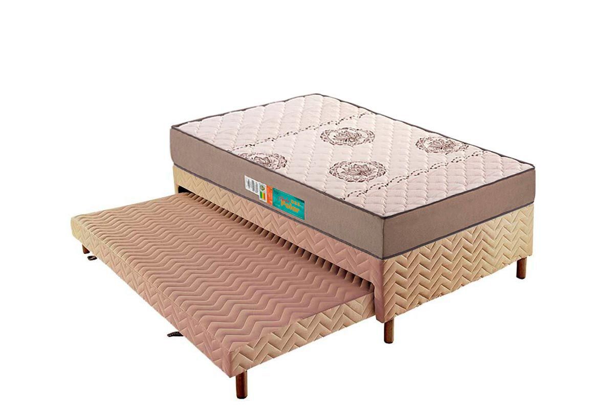Cama Box CRC +Colchão Espuma D33 Pérola Polar
