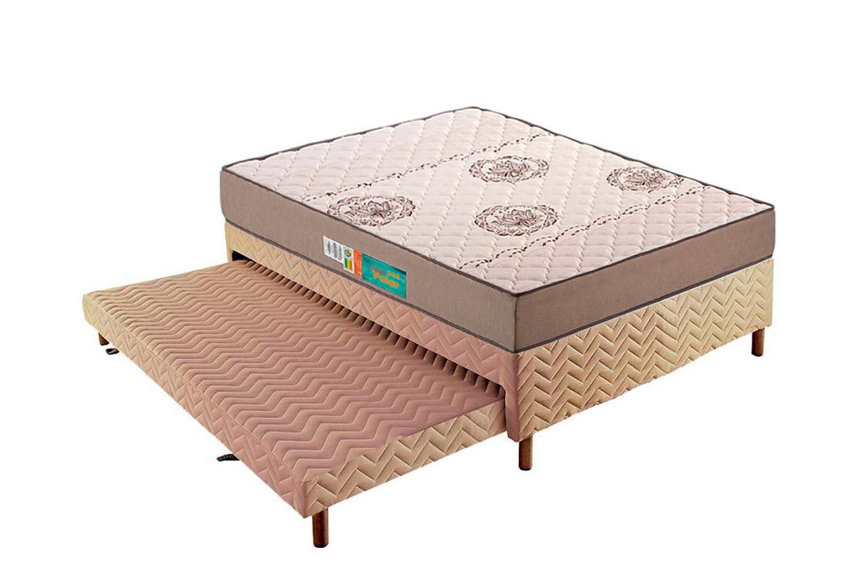 Cama Box CRC +Colchão Espuma D33 Pérola Polar