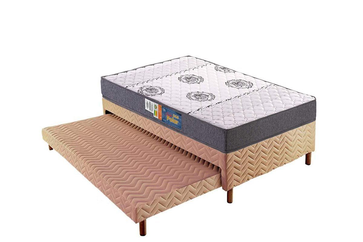 Cama Box CRC +Colchão Espuma D45 Pérola Polar