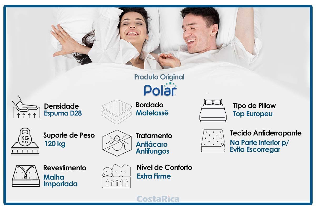 Cama Box Baú CRC +Colchão Ortopédico Class Polar
