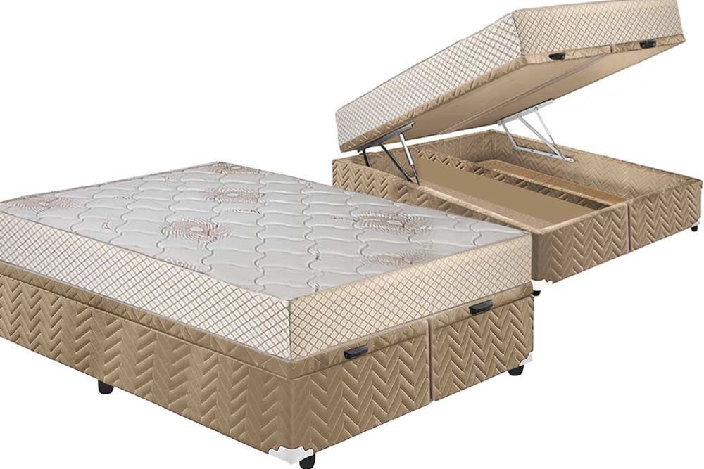 Cama Box Baú CRC +Colchão Molas Safira Polar