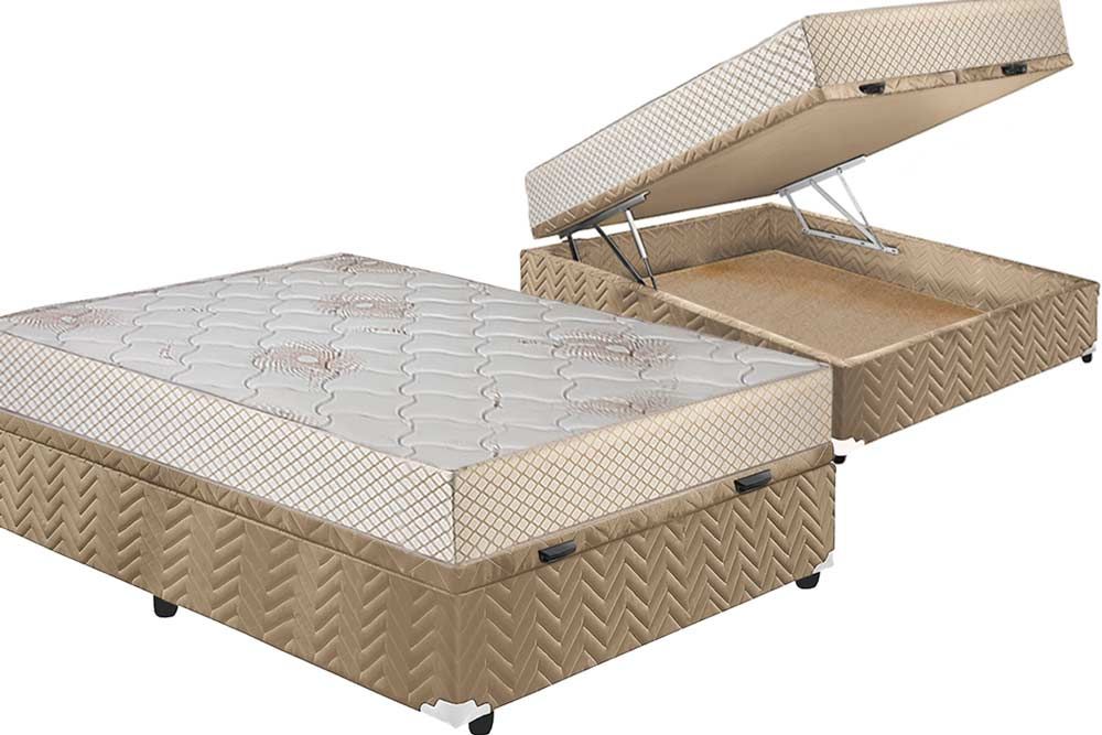 Cama Box Baú CRC +Colchão Molas Safira Polar