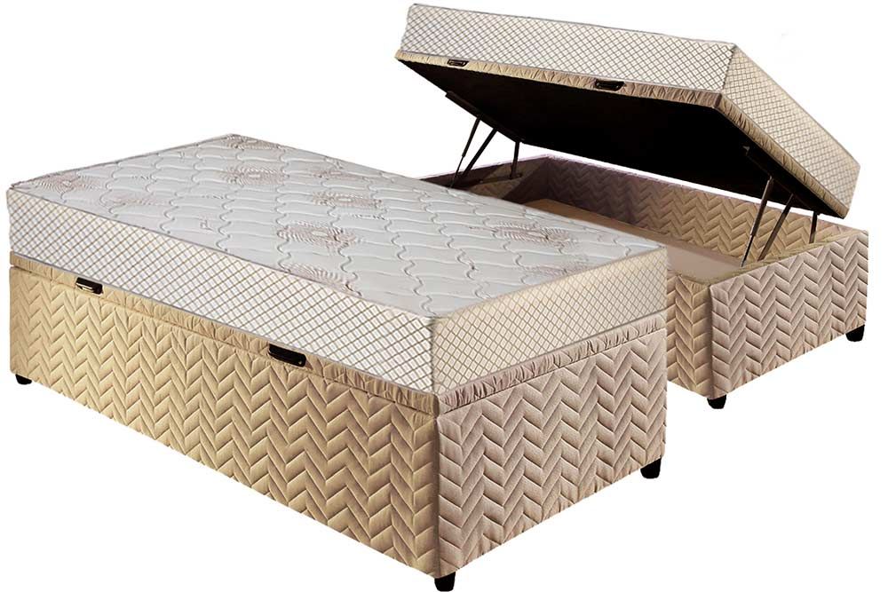 Cama Box Baú CRC +Colchão Molas Safira Polar