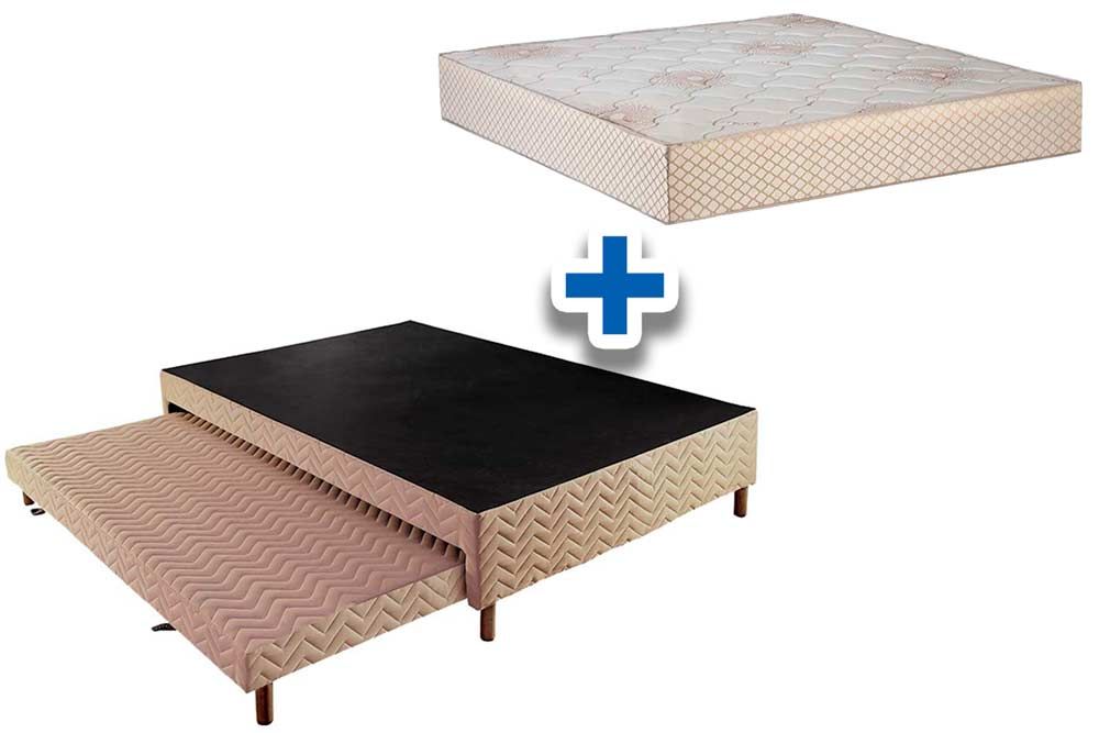 Cama Box c/Aux CRC +Colchão Molas Safira Polar