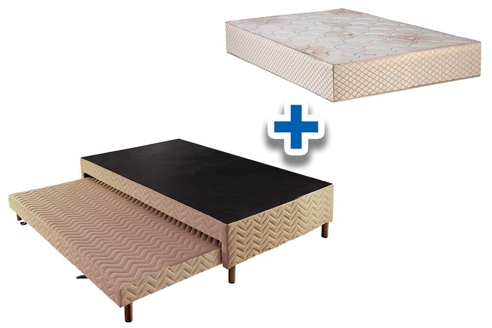Cama Box c/Aux CRC +Colchão Molas Safira Polar