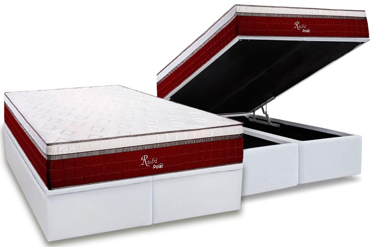 Cama Box Baú CRC +Colchão Molas Rubi Polar