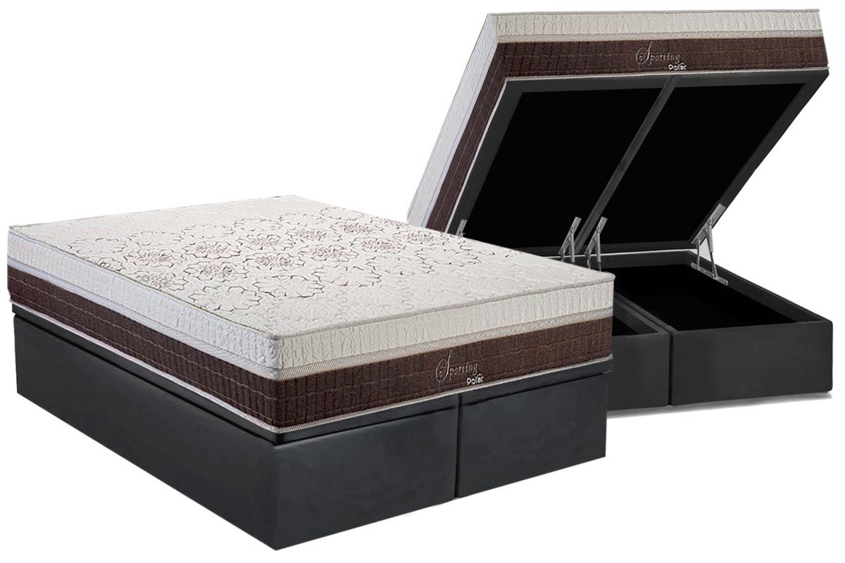 Cama Box Baú CRC +Colchão Molas Sporting Polar