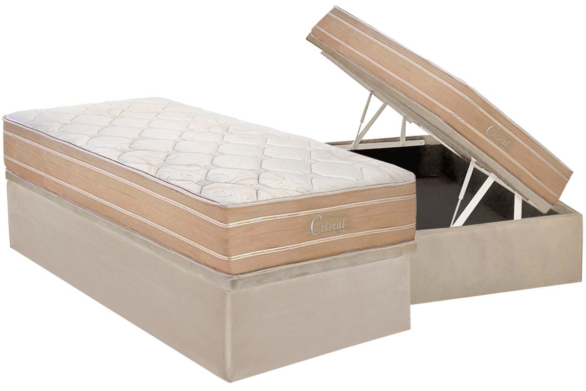 Cama Box Baú CRC +Colchão Molas Cristal Polar