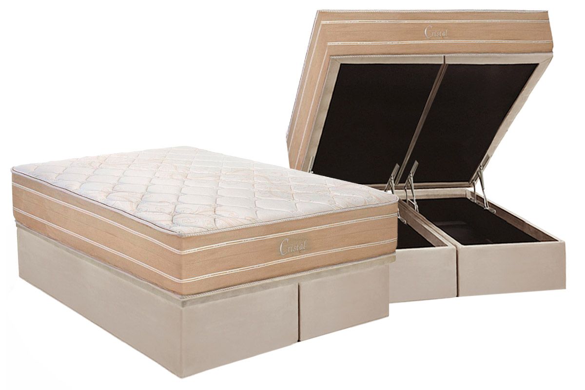 Cama Box Baú CRC +Colchão Molas Cristal Polar