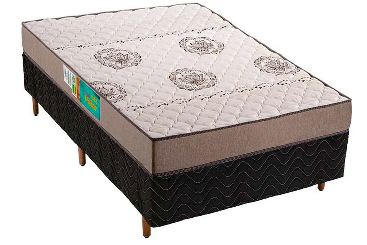 Cama Box CRC +Colchão Espuma D33 Pérola Polar