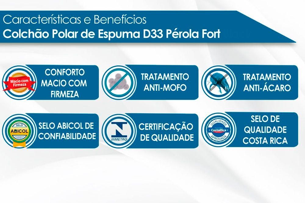 Cama Box Baú CRC +Colchão Espuma D33 Pérola Polar