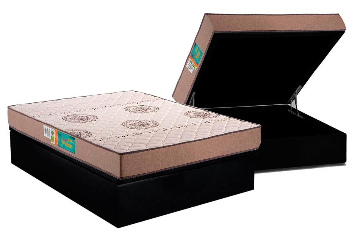 Cama Box Baú CRC +Colchão Espuma D33 Pérola Polar
