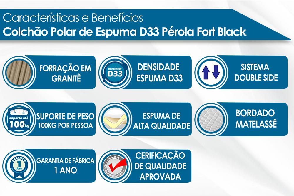 Cama Box Filhão +Colchão Espuma D33 Pérola Polar