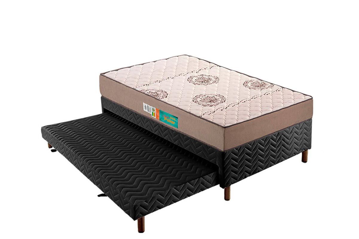 Cama Box CRC +Colchão Espuma D33 Pérola Polar