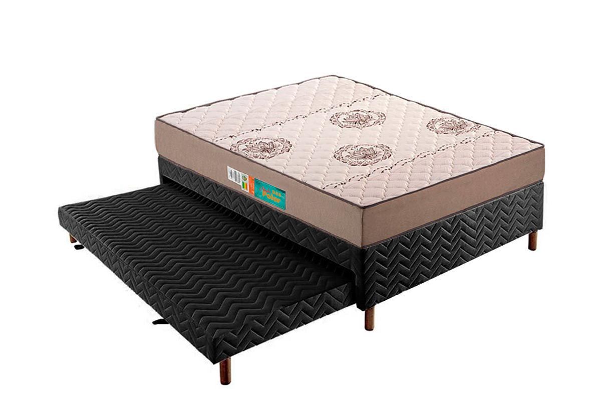 Cama Box CRC +Colchão Espuma D33 Pérola Polar