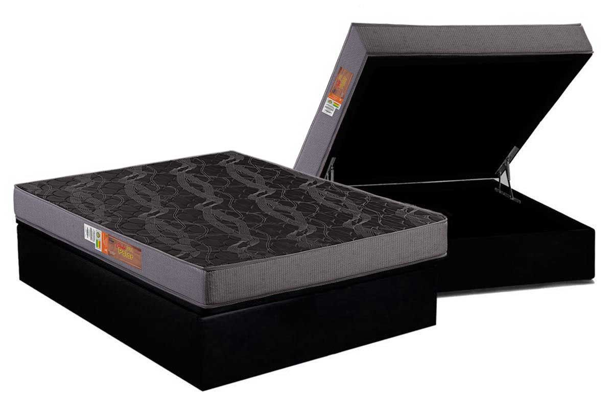 Cama Box Baú CRC +Colchão Espuma D20 Pérola Polar