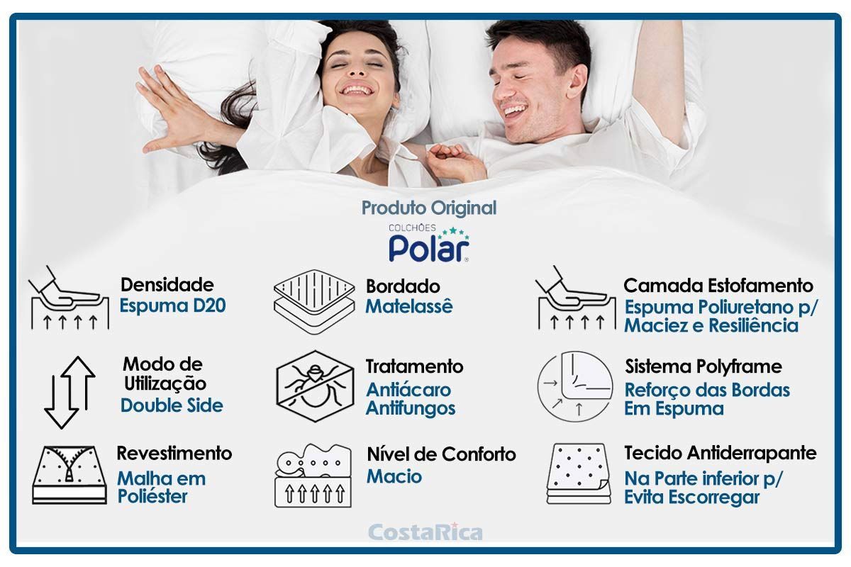 Cama Box Baú CRC +Colchão Espuma D20 Pérola Polar