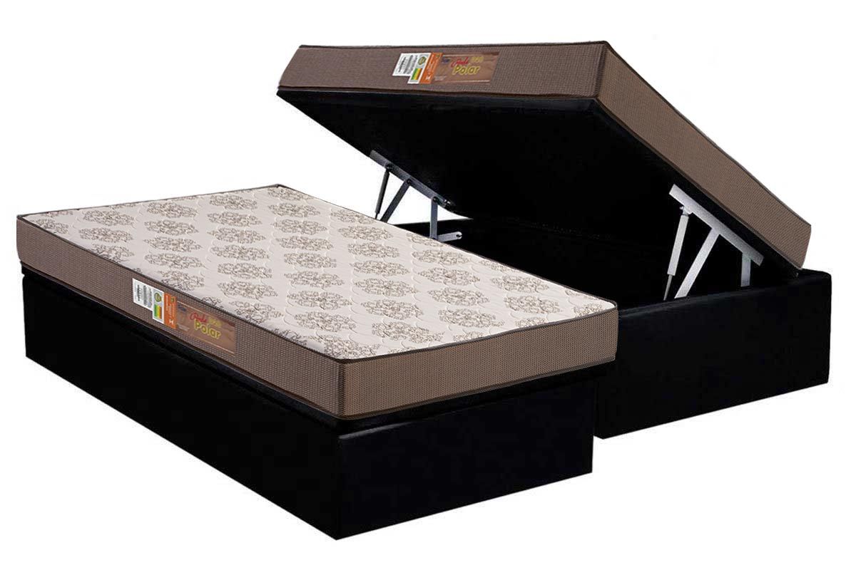 Cama Box Baú CRC +Colchão Espuma D28 Pérola Polar