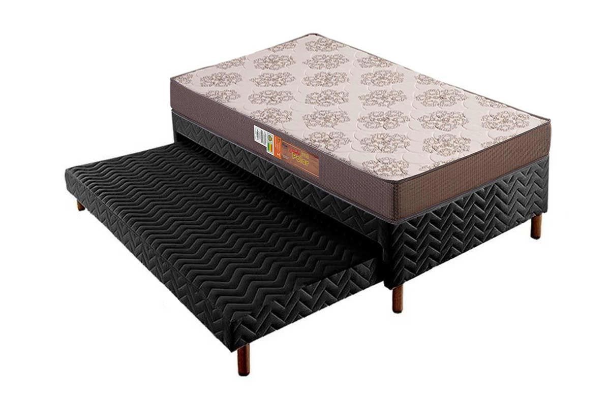 Cama Box CRC +Colchão Espuma D28 Pérola Polar