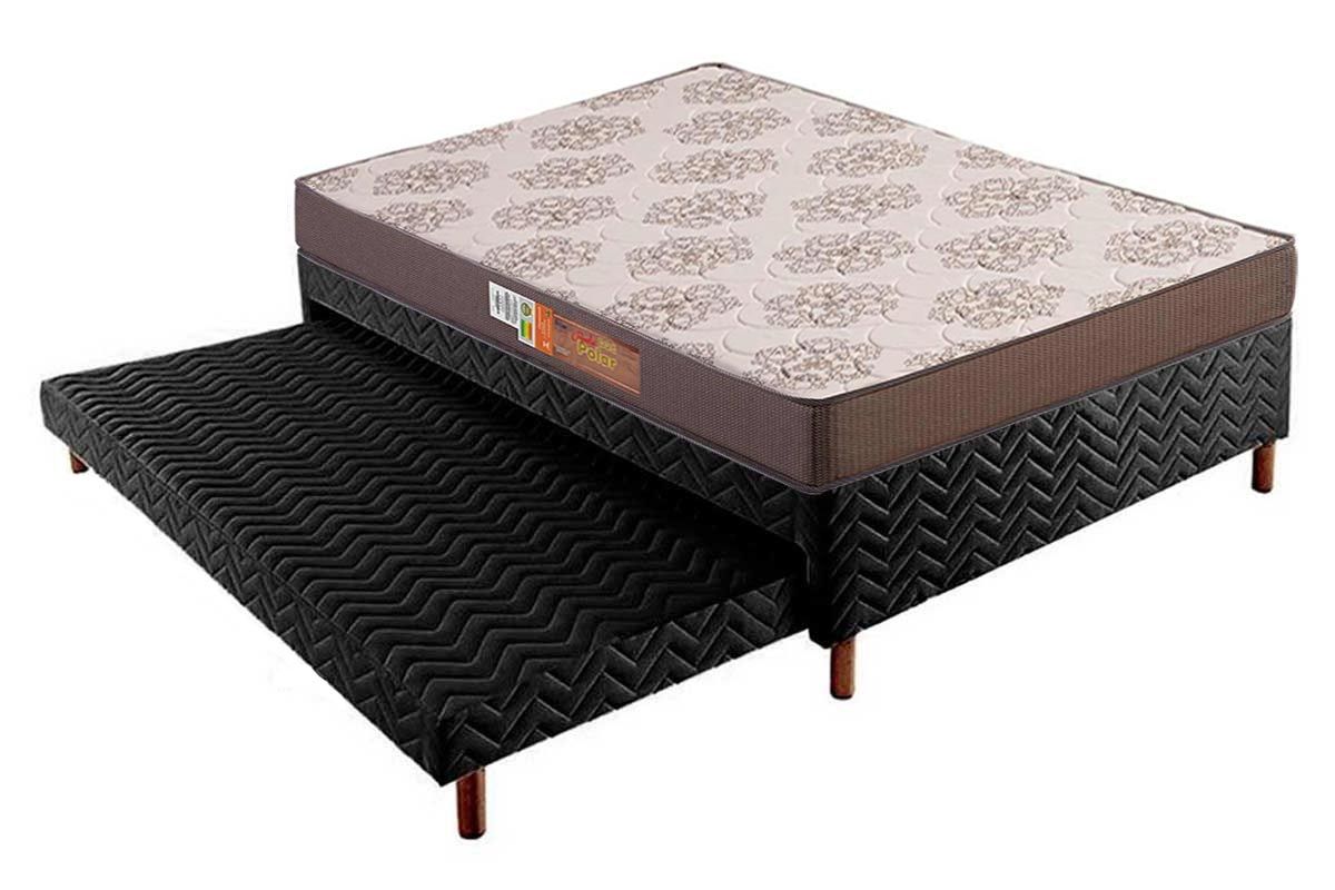 Cama Box CRC +Colchão Espuma D28 Pérola Polar