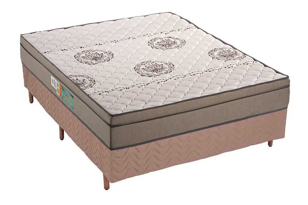 Cama Box CRC +Colchão Espuma D33 Pérola Polar