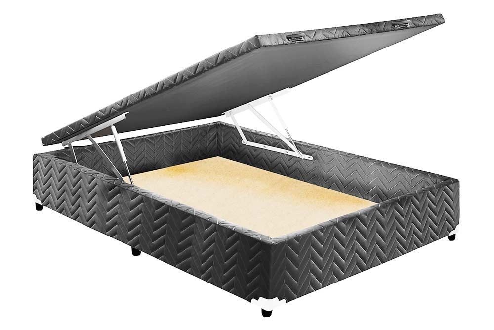 Cama Box Baú CRC +Colchão Espuma D33 Pérola Polar