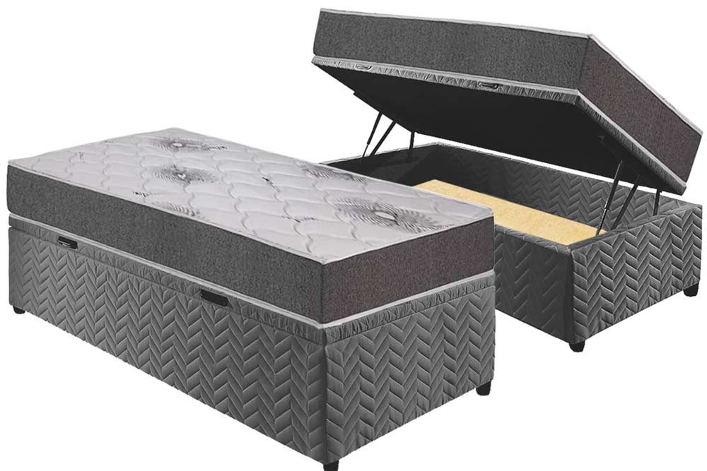 Cama Box Baú CRC +Colchão Espuma D33 Pérola Polar