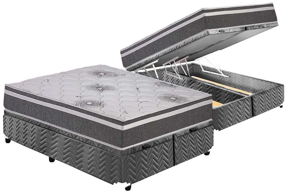 Cama Box Baú CRC +Colchão Espuma D33 Pérola Polar