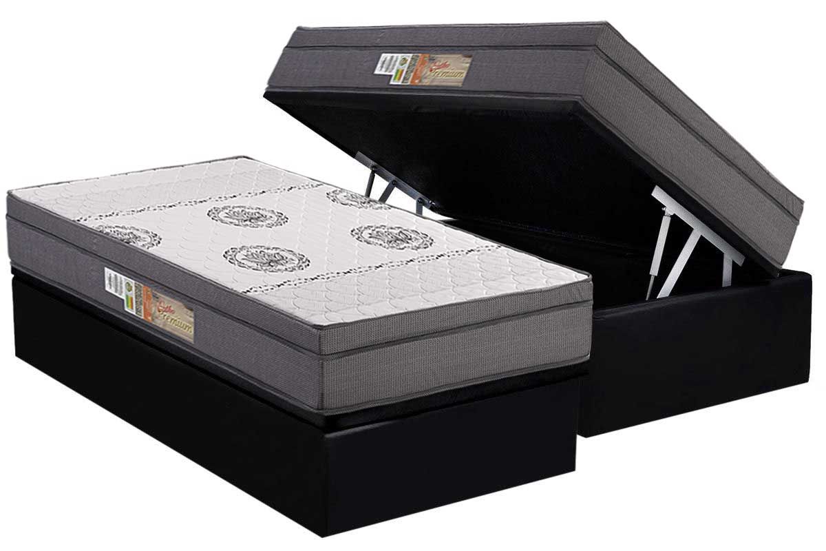 Cama Box Baú CRC +Colchão Ortopédico Hiper Polar