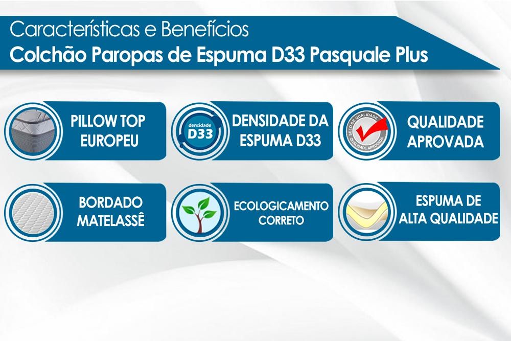Cama Box CRC +Colchão Espuma D33 Pasquale Paropas