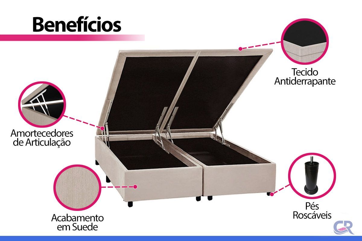 Cama Box Baú CRC +Colchão Ortopédico Ultra Paropas